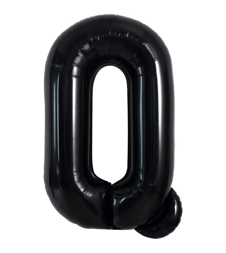 Balon Folie Metalizata Litera Q, Flippy, 40 cm, Umflati cu Heliu sau Aer, Ambalaj Individual, Pai inclus, Negru