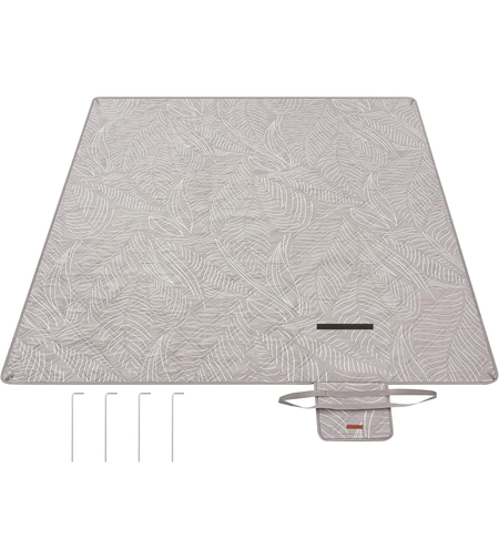 SONGMICS Patura picnic impermeabila 200x200 cm, cu ancore de fixare, pliabila, lavabila, multistrat, kaki cu model tropical