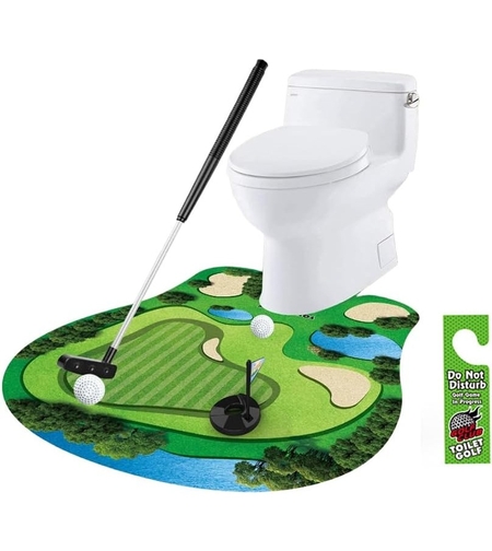 Covoras de Baie, Flippy, Model Teren de Golf, Interactiv, +14 Ani, din PVC, 80 x 69 cm, Verde