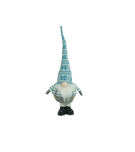 Ornament de Craciun spiridus, Flippy, alb/albastru, textil, 59 cm
