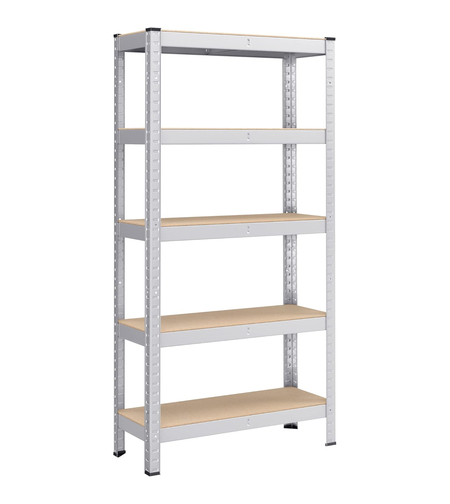 SONGMICS Raft cadru metalic modular pentru depozitare, 5 polite, 150x75x30cm, sarcina 650 kg, argintiu