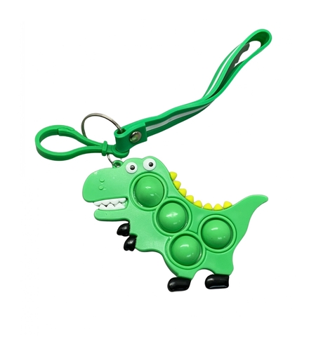 Jucarie antistres din silicon, Flippy, Pop It Now and Flip It, Simple Dimple, Breloc, Dinozaur, Verde