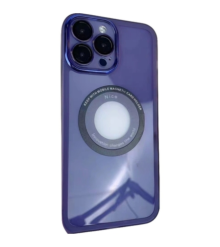 Husa protectie MagSafe TPU, Vafy, pentru iPhone 14 Pro Max, cu decupaj logo, cu Folie Sticla Camera, Mov