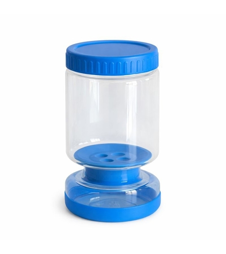 Borcan de Muraturi, Vafy, Borcan cu Separator Divizat de 34oz pentru Lichide, Ermetic, Termorezistent, Tip Clepsidra, 800 ml, 21 x 11 x 11 cm, Capac Albastru