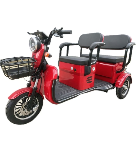 Triciclu Electric V6, Saige, Fara Permis, cu Doua Locuri, Motor 1800W, Baterie 72V24Ah, Autonomie 60km, 220x88x105 cm, Viteza Maxima 25km/h, Rosu