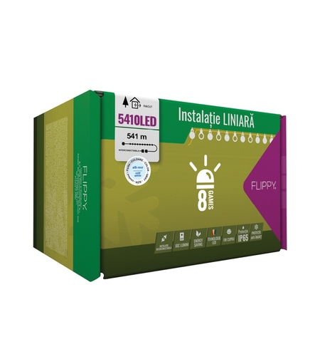 Instalatie Craciun Profesionala de Exterior IP65, 541 m, 5410 Led-uri Mari ,Liniara, Alb rece, Interconectabila, Prelungitor 6.5 m inclus, Fir Negru, Vafy