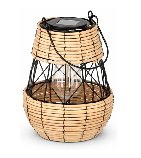 Felinar solar metalic decorativ pentru gradina, 23 cm, bej