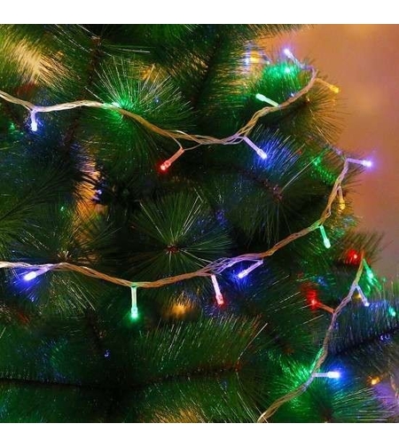 Instalatie de Craciun cu Baterii Tip Liniar, 2 jocuri de lumini, Fir Transparent 5 m 50 LED -uri, Multicolor