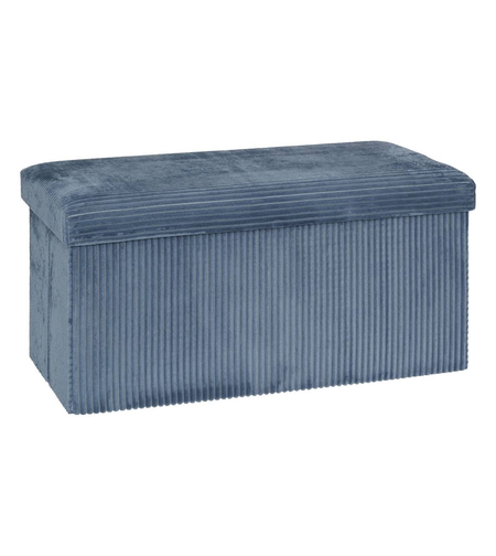 Taburet dublu pliabil Atmosphera Arum din material tip catifea raiat, 76x38x38 cm, albastru inchis