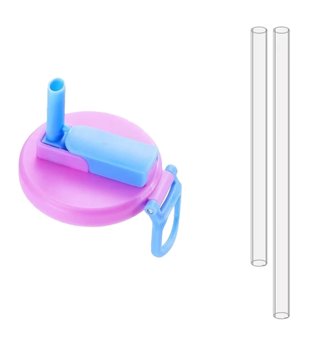 Capac Anti Varsare pentru Doze, Flippy, Model cu Pai Transparent, Reutilizabil, din Plastic, cu Maner Transportabil, 5.4 cm, Rozov