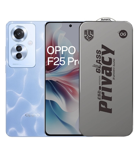 Folie de Protectie pentru Oppo F25 Pro, Vafy, Sticla Securizata ESD Antistatica, Super-X Privacy OG, Margini Negre, 0.30 mm, Transparent Inchis