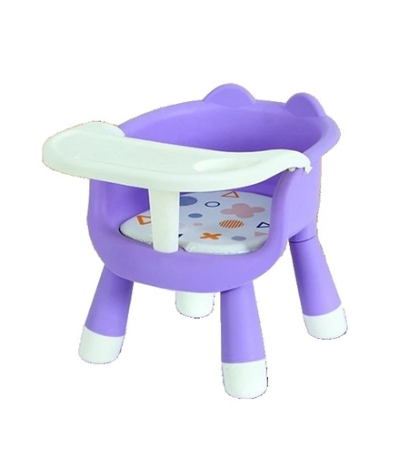Scaun de Masa pentru Copii, Flippy, 2 in 1, Tavita Detasabila, Spatar Ergonomic, +6 Luni, Inaltime 36 cm, Mov