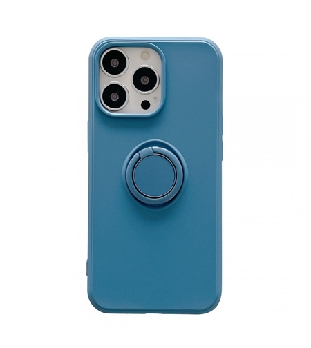 Husa protectie Vafy compatibila cu Apple iPhone XR Liquid Silicone Ring cu suport rotativ Albastru