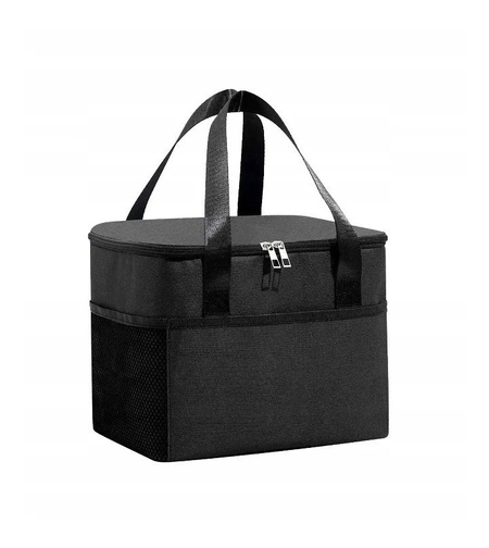 Geanta Termica Flippy pentru Pranz, Compartimente Telefon si Tacamuri, Multifunctionala, Impermeabila, 24x18x21 cm, Negru
