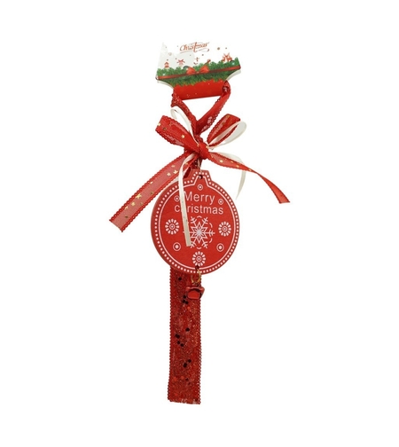 Ornament de brad medalion, Flippy, rosu, lemn, 25 cm