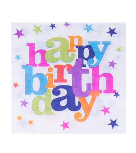 Set 10 Servetele Happy Birthday, Flippy, pentru Petrecere, Tematica Aniversare, 33x33 cm, Multicolor