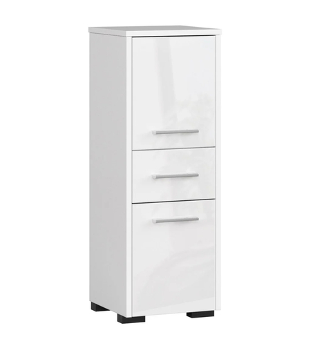 Dulap de baie tip baza, cu 2 usi si sertar, PAL 16 mm, 30x30x85 cm, alb lucios