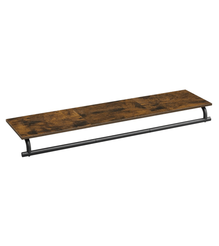 SONGMICS Cuier cu montaj pe perete cu bara pentru umerase si raft, capacitate 60 kg, stil industrial, 109x28x13 cm, maro rustic
