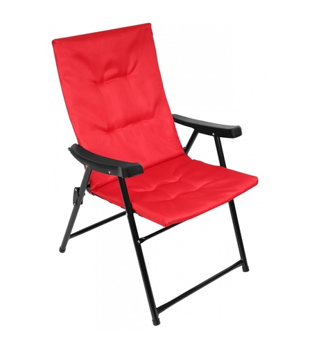 Scaun pliabil de gradina cu perna, structura metalica, 59x66x90 cm, rosu