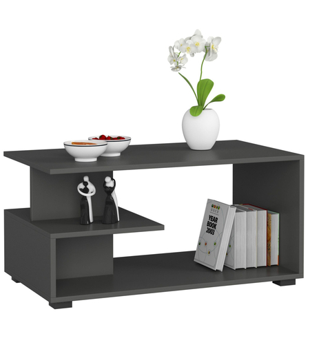 Masuta de cafea, PAL laminat, 90x51x45 cm, gri grafit
