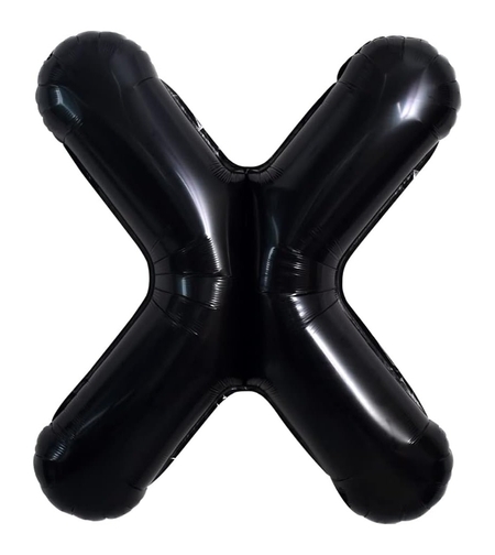 Balon Folie Metalizata Litera X, Flippy, 40 cm, Umflati cu Heliu sau Aer, Ambalaj Individual, Pai inclus, Negru