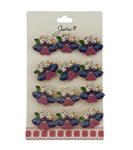 Set 12 Brose Martisor Primavara, Jolie, Model Fluture pe Floricele, Multicolor