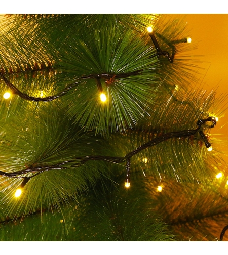 Instalatie de Craciun, Flippy®, Tip Liniara, Fir Negru, 9 m, 100 LED-uri, Interconectabila, Alb Cald