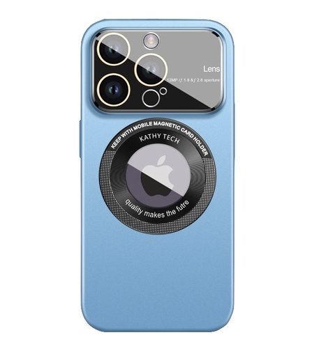 Husa protectie MagSafe Kathy Tech, Vafy, pentru Apple iPhone 14 Pro Max, Dublu Cerc, Albastru Deschis