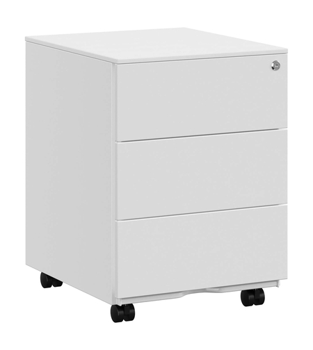 SONGMICS Dulap mobil rollbox pentru birouri, 3 sertare pentru documente, corp pre-asamblat, 45x39x54 cm, alb