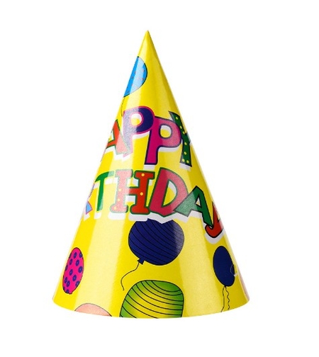 Set 6 Coifuri, Flippy, Petrecere Copii, din Carton, 20 x 13.5 cm, Model 3 Happy Birthday, Multicolor