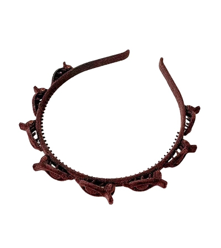 Bentita de Par pentru Femei, Flippy, Agrafa Stil Coreean, Accesoriu pentru Par cu Textura MultiStrat, 13 x 11.5 cm, Coffee