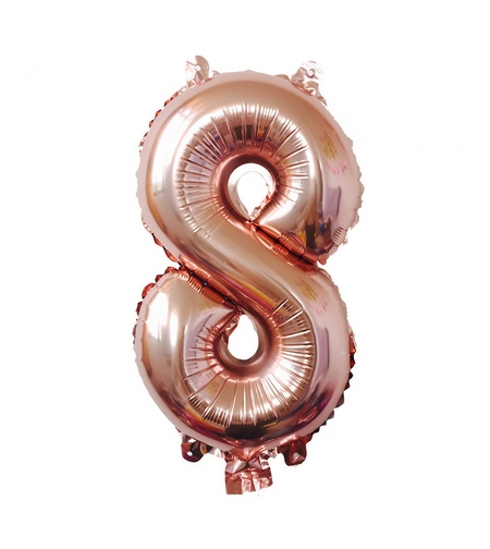 Balon din Folie Flippy, Cifra 8, 81 cm, Pentru Aer sau Heliu, Bulk, Roz Auriu