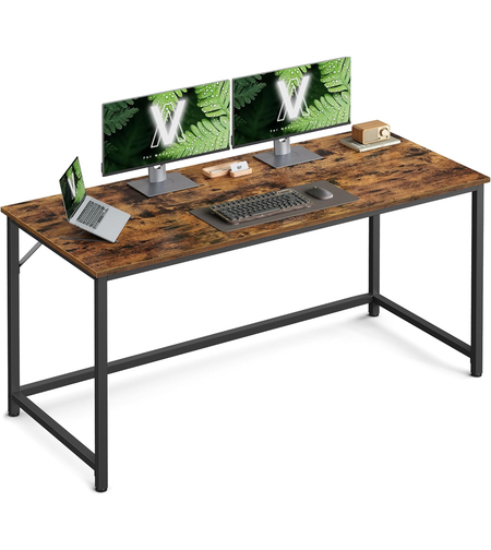 VASAGLE Birou calculator cu cadru metalic si blat PAL, stil industrial, 135x60x76 cm, maro rustic