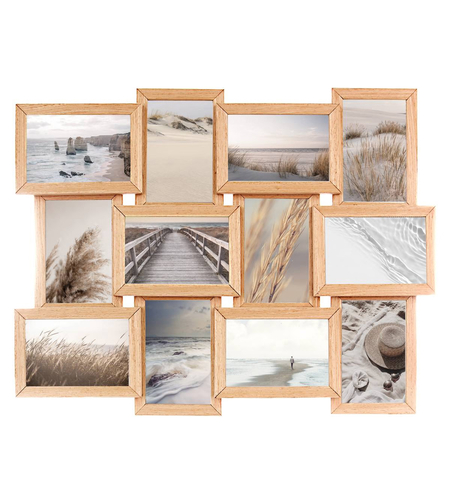 Rama foto multipla Atmosphera Mia pentru 12 fotografii 10x15 cm, MDF, 59x45 cm, natur