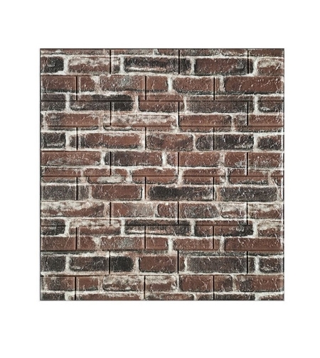 Set 10 Placi de Tapet, Vafy, Autoadezive, 70 x 77 cm, 4 mm Grosime, Suprafata Acoperita 5.3 mp, din PVC, Model Caramida Rosie, Caramiziu