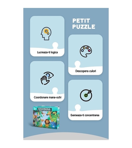 Puzzle pentru copii, jungla cu animale, 48 de piese