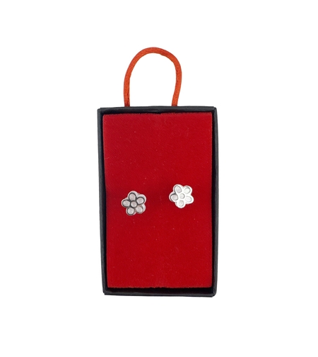 Cercei din Argint 925, Jolie Silver, pentru Dama, Model Floare Cu 5 Petale, 1.74 g, Design Clasic Floral, Argintiu