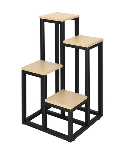 Stand pentru flori, cadru metalic, 4 etajere, 34x34x68 cm, bej