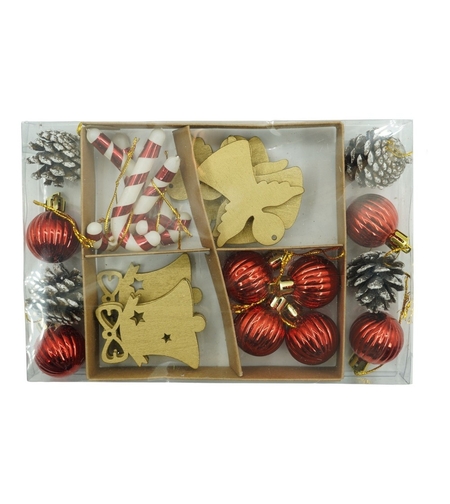Set de 24 ornamente de brad, Flippy, de tip Glob, Multicolor, din polistiren, cu finisaj sclipitor , cutie 3 cm adancime x 20 cm lungime x 14 cm inaltime