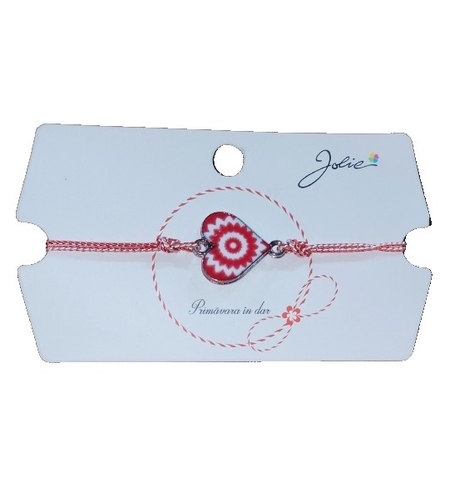 Martisor Bratara Traditionala, Snur Alb Rosu, Multiple Modele de pandantiv cu specific Traditional