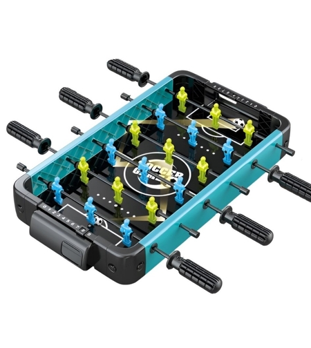 Masa de Fotbal cu Teren si 18 Jucatori Flippy, 6 Manere, 2 Mingi, cu Tablou Scor, din ABS, 49.8x26x6.6 cm, Design Multicolor, pentru Copii/ Adulti