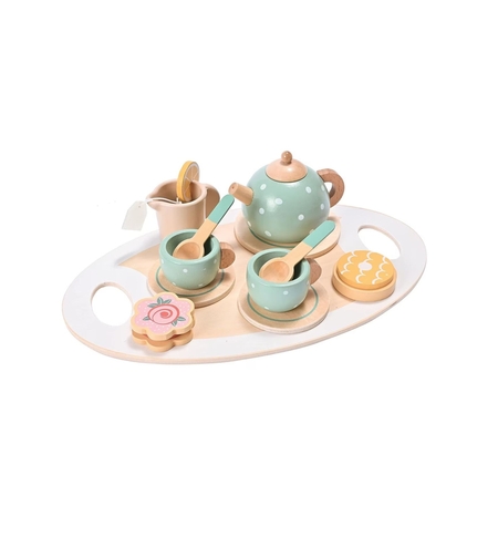 Set de Ceai Flippy, din Lemn, 15 Piese, Vopsea Ecologica, +36 Luni, Multicolor Pastel