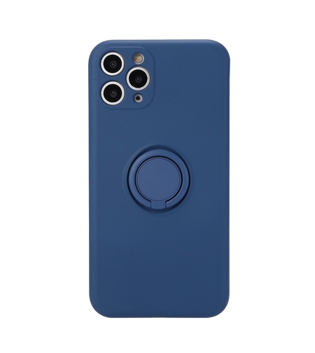 Husa protectie Vafy compatibila cu Huawei P40 Lite E Liquid Silicone Ring cu suport rotativ Albastru