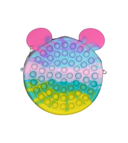 Jucarie antistres din silicon Flippy, Geanta Pop It, 16 cm, Soricel, Macarons