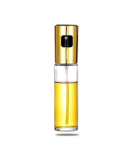 Pulverizator Ulei, Otet, Vafy, din Sticla, 100 ml, Reincarcabil, 18.3 x 4.3 cm, Capac Lucios, Auriu