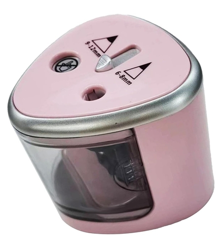 Ascutitoare Electrica cu 2 Gauri, Flippy, Gri, Baterii 4 x AA (neincluse), 7.5 x 7.5 x 7.5 cm, Roz