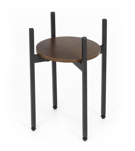 Suport metalic pentru floare, cu polita rotunda din MDF, 32x32x43 cm, negru