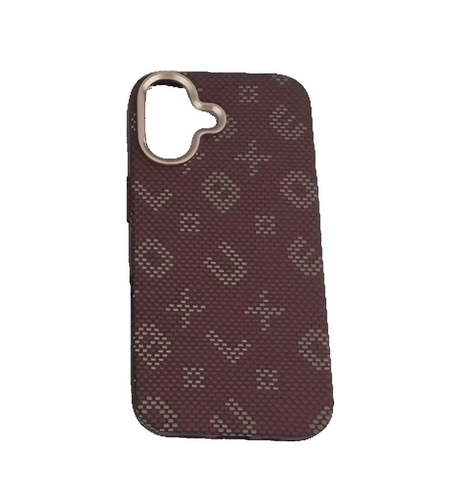 Carcasa Magnetica, Vafy, Compatibila Apple iPhone 17, din Fibra de Carbon, Litere Fosforescente, Maro