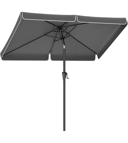 SONGMICS Umbrela de gradina cu manivela, UPF 50+, inclinare 30°, structura metalica, 300x200 cm, gri
