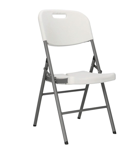 Scaun pliabil HDPE cu cadru metalic, pentru catering sau gradina, 46x53x86 cm, 150 kg, alb